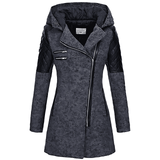 Donna - Cappotto asimmetrico con zip - Pannelli trapuntati