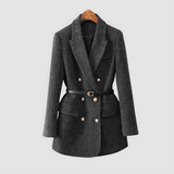 Donna - Cappotto giacca di tweed - Doppio petto e cintura