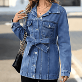 Donna - Cappotto in denim - Tasche con patta