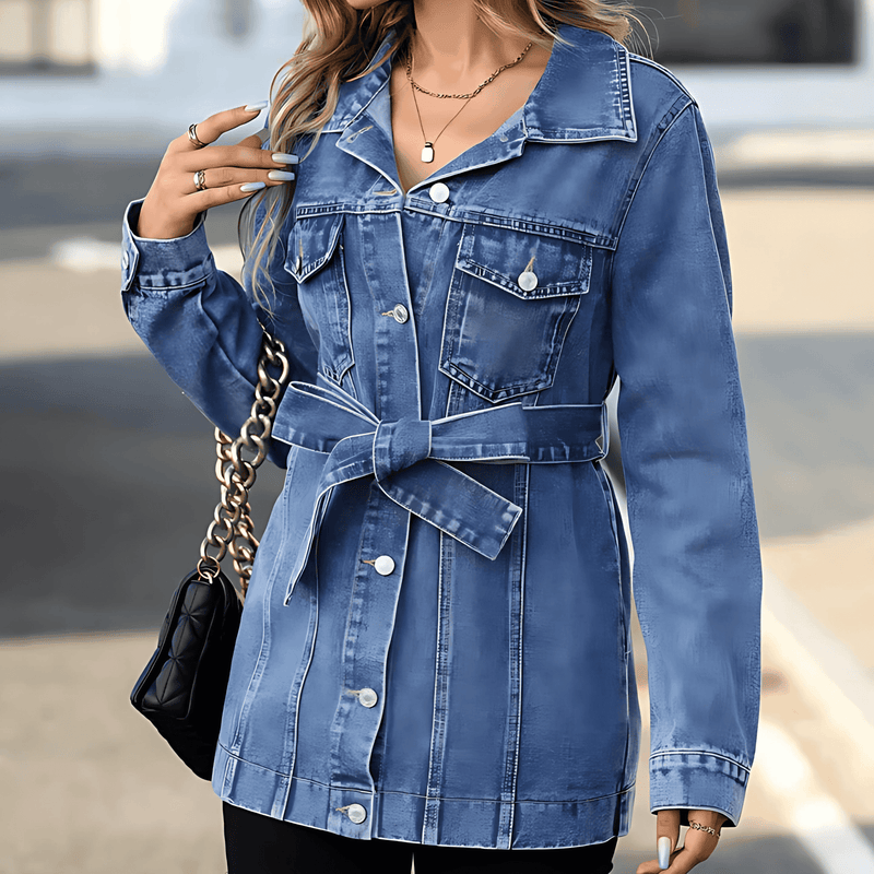 Donna - Cappotto in denim - Tasche con patta