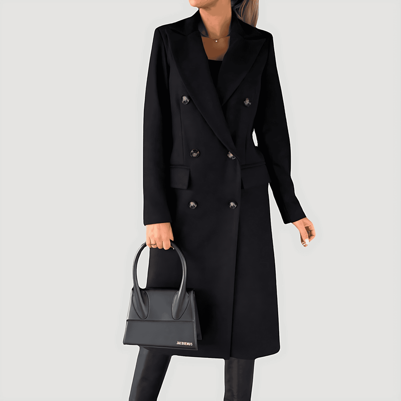 Donna - Cappotto invernale lungo - stile doppiopetto