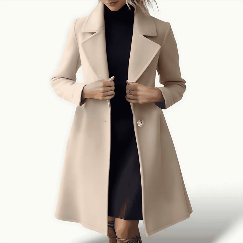 Donna - Cappotto invernale lungo beige - Miscela di lana