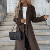 Donna - Cappotto lungo elegante e chic con colletto a bavero