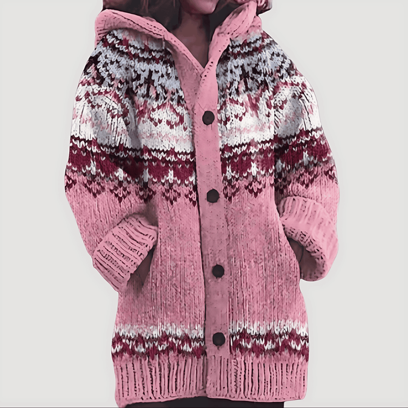 Donna - Cardigan a maglia grossa - Stile Fair Isle