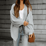 Donna - Cardigan a maglia grossa aperto sul davanti - Stile oversize