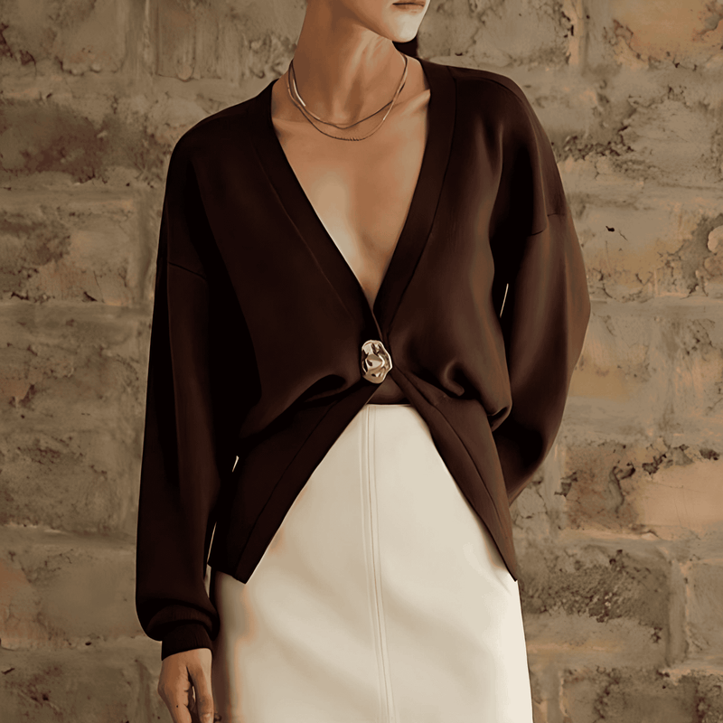 Donna - Cardigan elegante - Morbido tessuto con chiusura a bottoni - Stratificazione alla moda