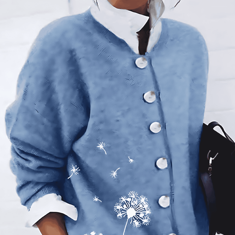Donna - Cardigan in maglia con stampa dente di leone