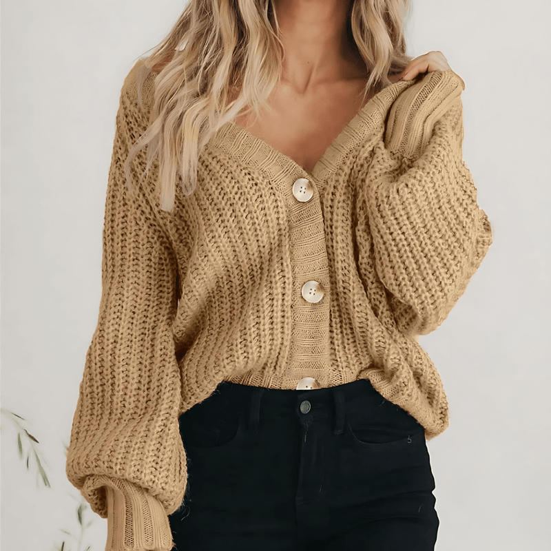 Donna - Cardigan in maglia grossa - stile bottoni sul davanti