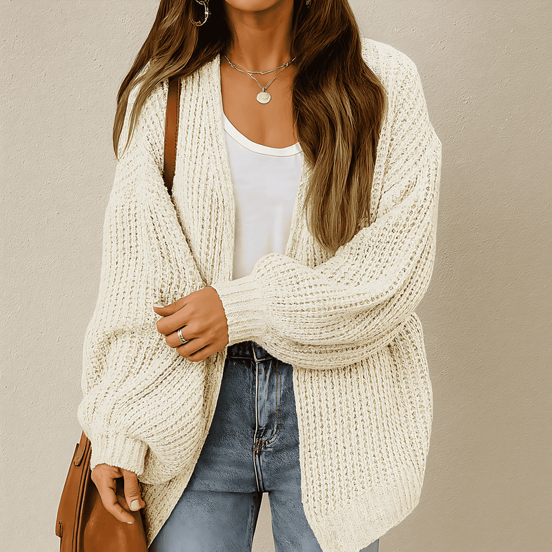 Donna - Cardigan in maglia grossa con spalle scese