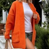 Donna - Cardigan lungo in maglia a coste - Stile oversize