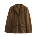 Donna - Giacca blazer cropped marrone - Stile chic