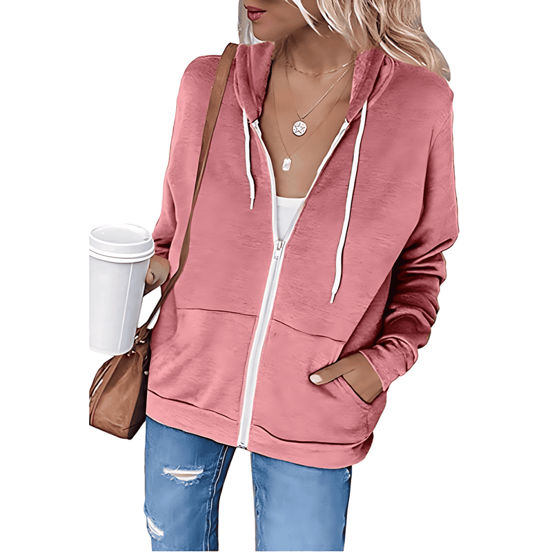 Donna - Giacca con cappuccio e zip integrale con tasche