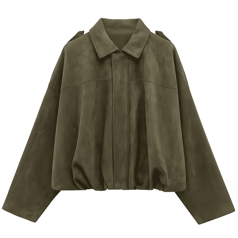 Donna - Giacca corta oversize - Ecopelle scamosciata