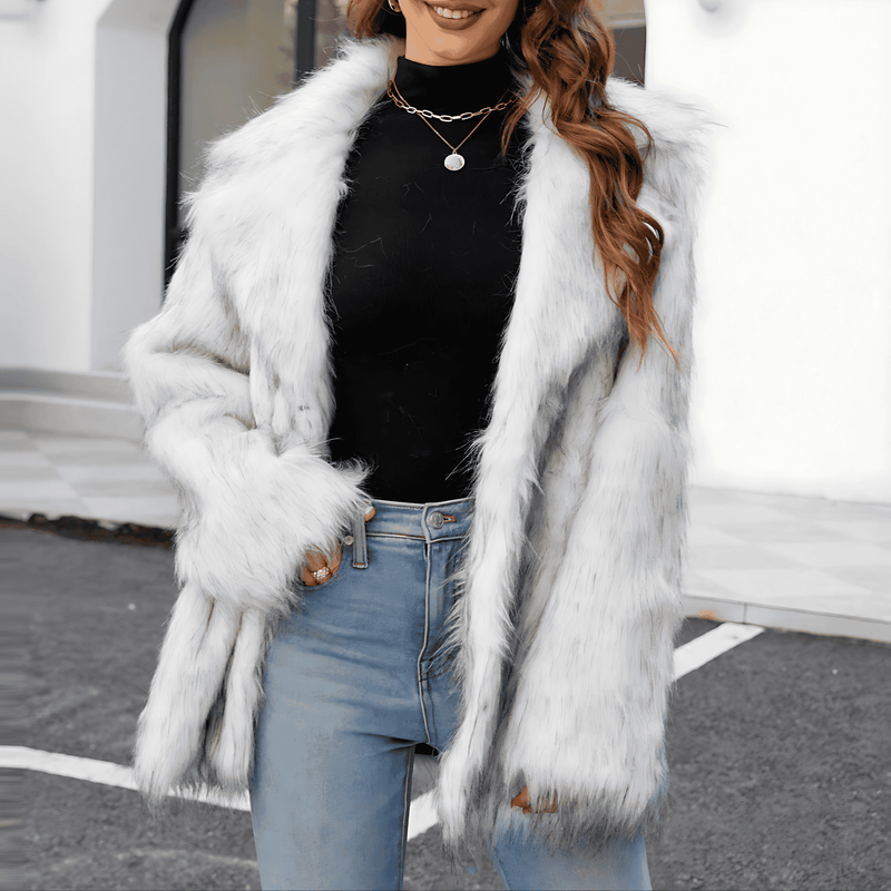 Donna - Giacca elegante in pelliccia sintetica - Colletto morbido