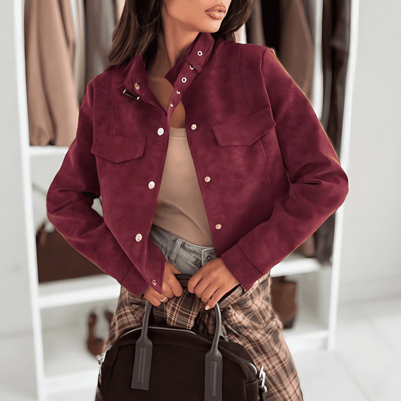 Donna - Giacca in pelle scamosciata Soft Feel - Dettagli con bottoni
