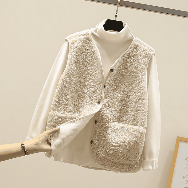 Donna - Gilet in shearling con chiusura a bottoni