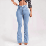 Donna - Jeans svasati elasticizzati in denim - Vita alta