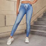 Donna - Jeggings a vita alta - Comoda coulisse
