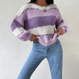 Donna - Maglia a maniche lunghe a righe - Girocollo