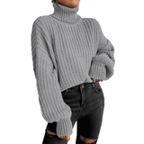 Donna - Maglia con collo alto e grosso - Stile casual