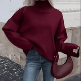 Donna - Maglia oversize a collo alto - Stile accogliente