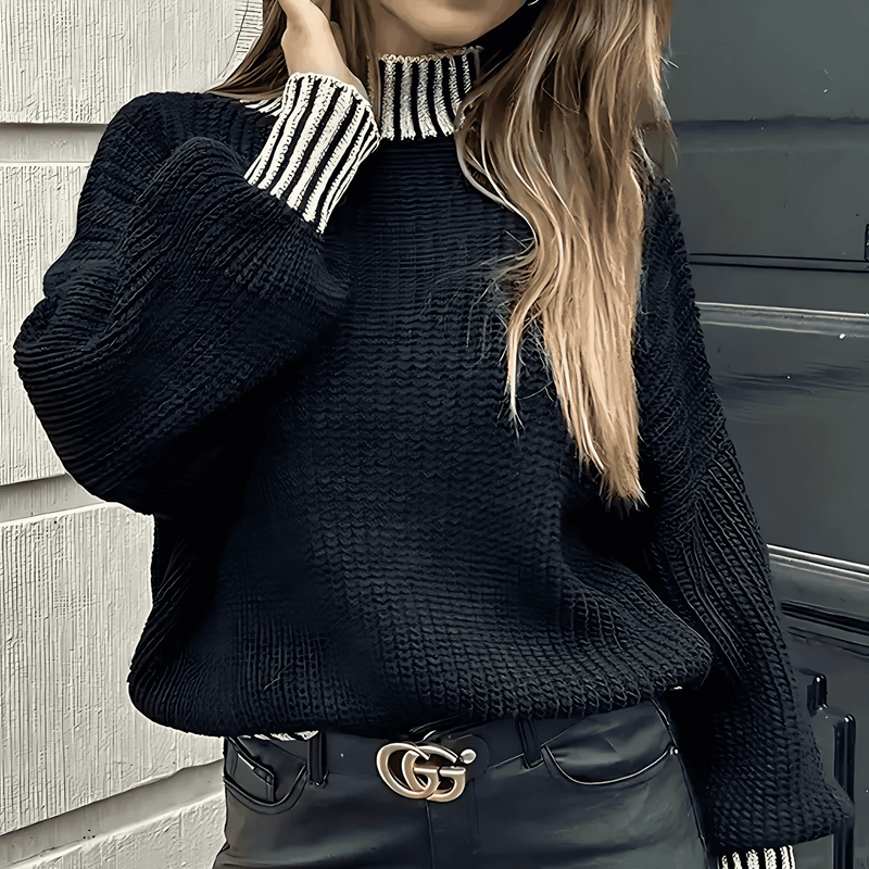 Donna - Maglione a collo alto a coste - Stile maglia accogliente