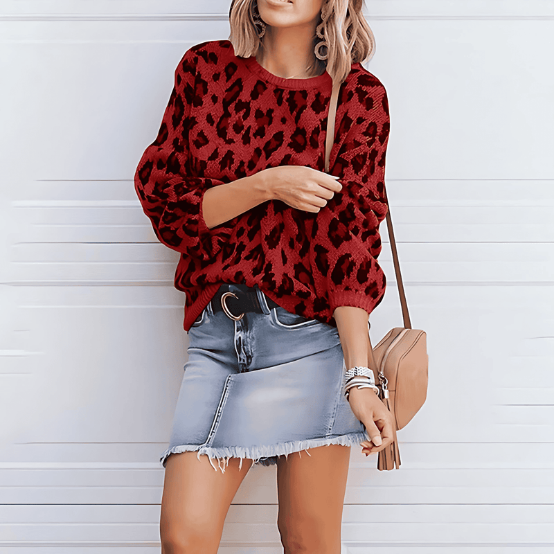 Donna - Maglione casual con moderna stampa animalier