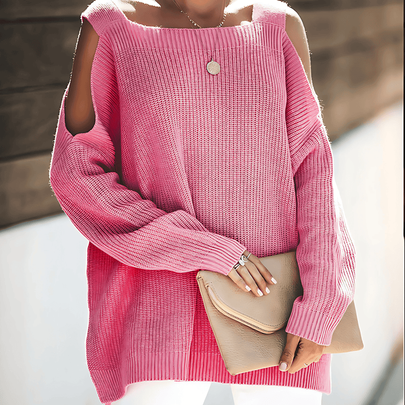 Donna - Maglione in maglia - Scollo asimmetrico