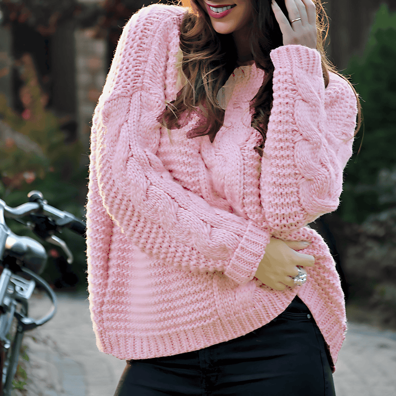 Donna - Maglione oversize in maglia a cavi grossi