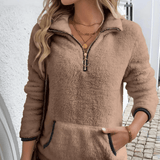 Donna - Pullover in pile - Maglia mezza zip Teddy