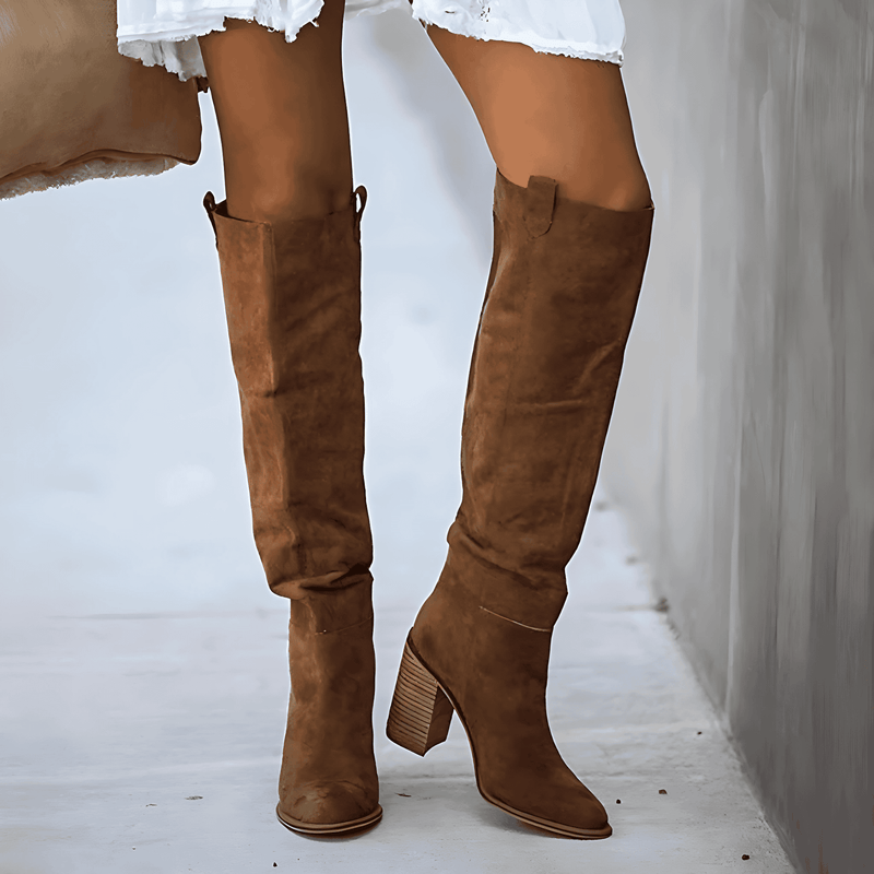 Donna - Stivali al ginocchio - Tacco a Blocco Slouchy
