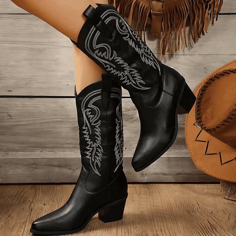 Donna - Stivali da cowboy moderni - Stile con tacco a blocco