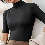Donna - Top dolcevita slim fit a mezza manica
