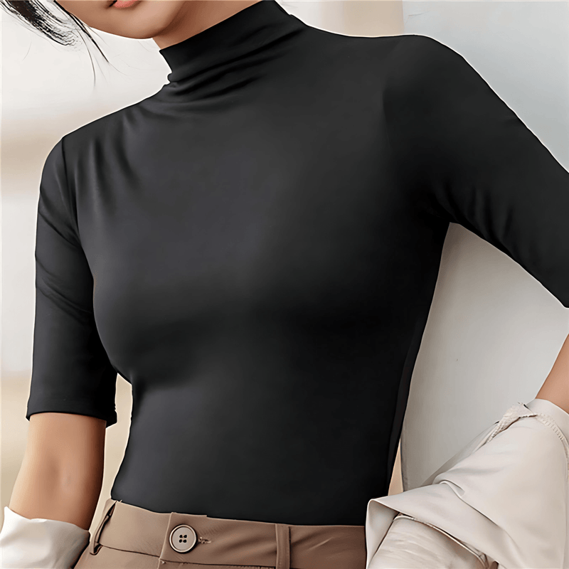 Donna - Top dolcevita slim fit a mezza manica