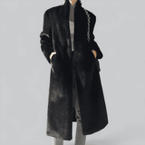 Donna - Trench lungo nero vestibilità aderente - Stile classico