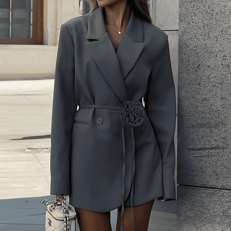 Donna - Vestito blazer sartoriale floreale - Stile cintura