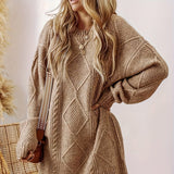Donna - Vestito in maglia a cavi - Oversize