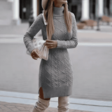 Donna - Vestito midi dolcevita lavorato a maglia - Vestibilità slim