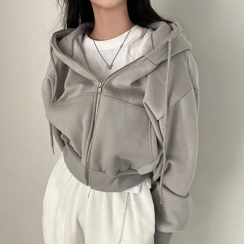Felpa Oversized da Donna – Con Zip e Cappuccio, Adatta per Casual e Loungewear