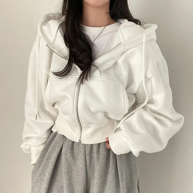 Felpa Oversized da Donna – Con Zip e Cappuccio, Adatta per Casual e Loungewear