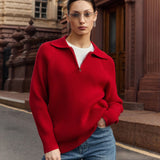 Maglione da donna a coste con cerniera sul collo – Morbida maglia con colletto per l’ufficio e il tempo libero