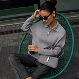Maglione da donna a coste con cerniera sul collo – Morbida maglia con colletto per l’ufficio e il tempo libero