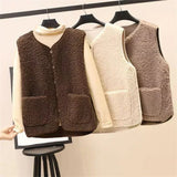 Gilet Donna – Cotone Caldo, Gilet Casual con Bottoni e Tasche per Autunno e Inverno