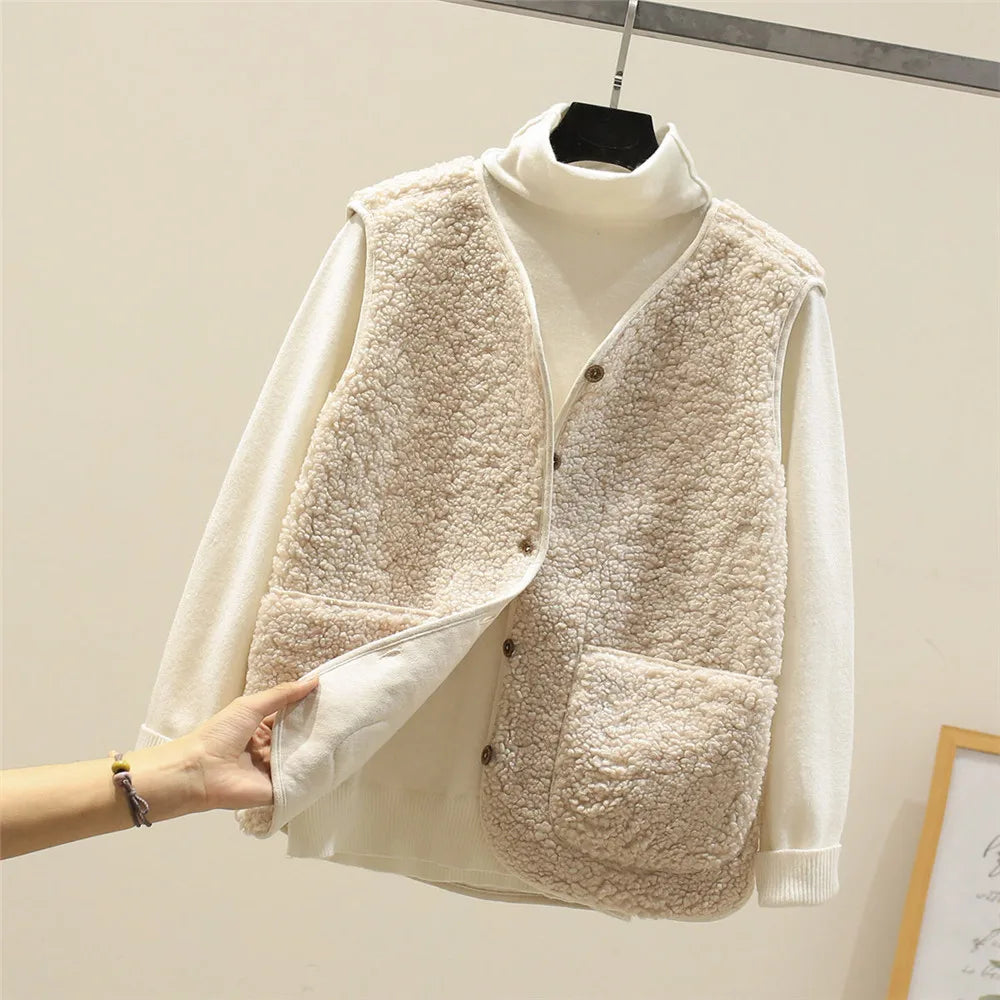 Gilet Donna – Cotone Caldo, Gilet Casual con Bottoni e Tasche per Autunno e Inverno