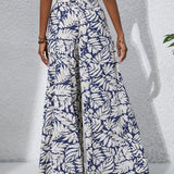 Pantaloni palazzo da donna a vita alta con stampa floreale - Fluidi ed eleganti