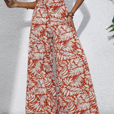 Pantaloni palazzo da donna a vita alta con stampa floreale - Fluidi ed eleganti