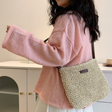 Borsa a Tracolla Estiva in Paglia Fatto a Mano Donna – Borsa Satchel Intrecciata Casual da Spiaggia
