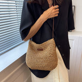 Borsa a Tracolla Estiva in Paglia Fatto a Mano Donna – Borsa Satchel Intrecciata Casual da Spiaggia