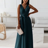 Abito da cocktail lungo con scollo a V da donna – Elegante abito da cerimonia