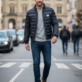 Livia™ | Piumino blu scuro con trapuntatura fine